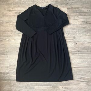 Lands' End Classic Women's Black Long Sleeve Dress B-Neck Pleats Pockets Size 1X